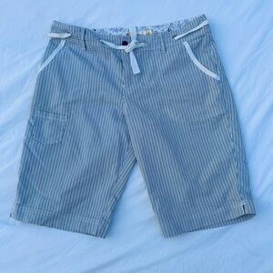 Weatherproof‎ Womens Blue/White Striped Drawstring Waist Bermuda Shorts Sz 10